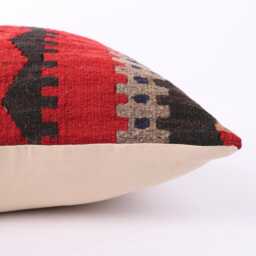 Vintage Turkish Kilim Pillow Cover Handwoven Wool Cushion, 16x16 - thumbnail 4