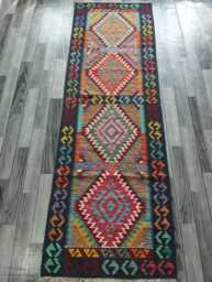 Multicolour Wool Kilim Runner, Handmade Artisan Afghan Turkish Persian Qashqai Moroccan Navajo Flatweave, Natural Rug 247x79 cm