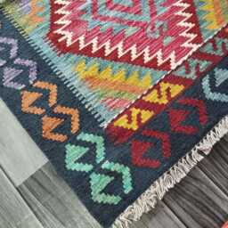 Multicolour Wool Kilim Runner, Handmade Artisan Afghan Turkish Persian Qashqai Moroccan Navajo Flatweave, Natural Rug 247x79 cm - thumbnail 4