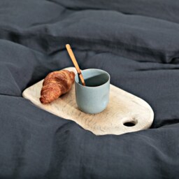 Charcoal Gray Linen Duvet Cover With Ties/stonewashed Bedding/Linen Custom Size Dark - thumbnail 4