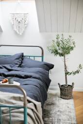 Charcoal Gray Linen Duvet Cover With Ties/stonewashed Bedding/Linen Custom Size Dark - thumbnail 1