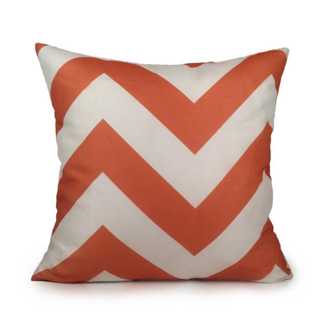 Pure White & Orange Pillow, Chevron Throw Pillow Cover, Decorative Cushion Accent Sheer Fabric, Home Decor - image 1