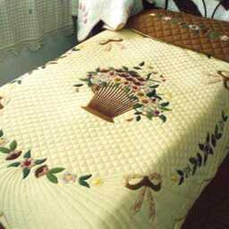 Floral Basket Appliqu?? Quilt, Hand Quilted Cotton Bedspread, Handmade Heirloom Gift, Cottage Bedding, Custom Queen To Cal King Artisan Quilt - thumbnail 4