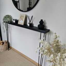 Rustic Narrow Console Table Handmade Radiator Cover With Hairpin Legs - thumbnail 4