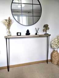 Rustic Narrow Console Table Handmade Radiator Cover With Hairpin Legs - thumbnail 1