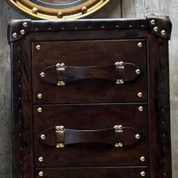 Handcrafted English Oak Leather Nightstands - Luxury Bedside Tables - Set Of 2 - thumbnail 3