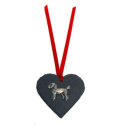 Poodle Natural Slate Heart Hanging Ornament - Holiday Home Decor Pet Dog Gift Christmas Decoration 2026 Mum - thumbnail 2