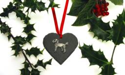Poodle Natural Slate Heart Hanging Ornament - Holiday Home Decor Pet Dog Gift Christmas Decoration 2026 Mum - thumbnail 1