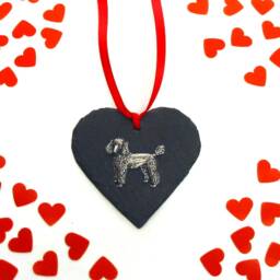 Poodle Natural Slate Heart Hanging Ornament - Holiday Home Decor Pet Dog Gift Christmas Decoration 2026 Mum - thumbnail 3