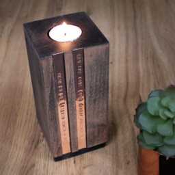 Wooden Block Tealight Holder - Personalised Candle Mothers Day Gift 5Th Anniversary 7Th Anniversary Handcrafted - thumbnail 3