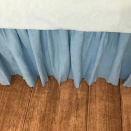 Blue Bed Skirt in Natural Linen, Blue Ruffles, Blue Bedding, Shabby Chic Romantic - thumbnail 2