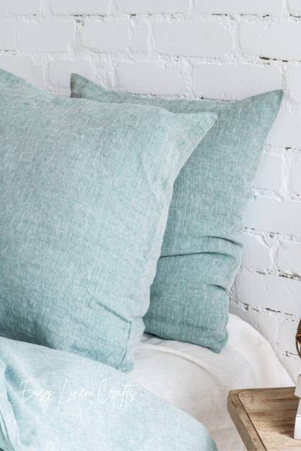 Set Of 2 Linen Pillow Covers, Sham Envelope Closure Pillowcases Set, Bed Cases, Standard, Queen, King, Custom Slip - image 1