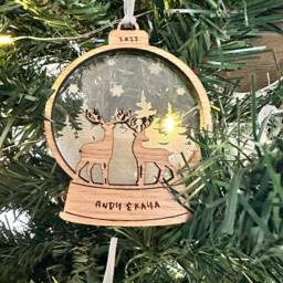 Personalised Couple Christmas Bauble, Engraved Wooden Bauble Boyfriend Girlfriend, Xmas Tree Decoration, For Couples, Couples - thumbnail 2