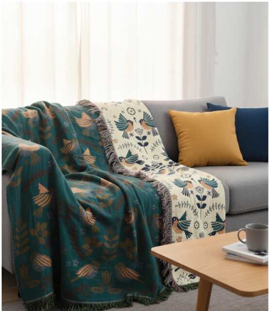 Botanical Throw Blanket, Cozy Floral Tapestry, Plants Decor, Woven For Living Room, Garden Lover Gift Perfect Gift Nature Lovers - image 1
