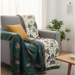 Botanical Throw Blanket, Cozy Floral Tapestry, Plants Decor, Woven For Living Room, Garden Lover Gift Perfect Gift Nature Lovers - thumbnail 2