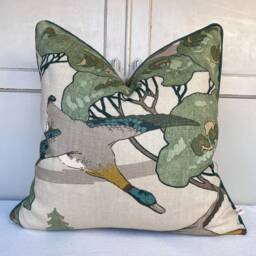 Mulberry Flying Ducks Emerald Green Luxury Cushion Pillow Cover - thumbnail 3