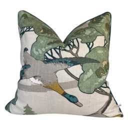Mulberry Flying Ducks Emerald Green Luxury Cushion Pillow Cover - thumbnail 1