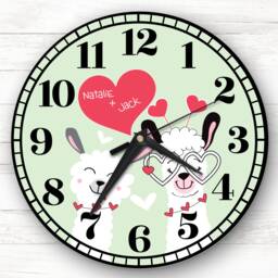 Lama Love Couple Green Anniversary Or Valentine's Day Gift Personalised Clock - thumbnail 1
