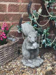 Stone/Concrete Squirrel Garden Ornament Statue - thumbnail 1