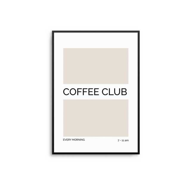 Coffee Club Kitchen Print Beige & Black Minimalist Art - image 1