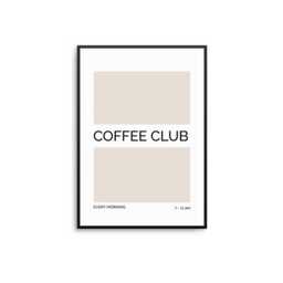 Coffee Club Kitchen Print Beige & Black Minimalist Art - thumbnail 1
