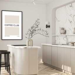 Coffee Club Kitchen Print Beige & Black Minimalist Art - thumbnail 2