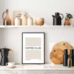 Coffee Club Kitchen Print Beige & Black Minimalist Art - thumbnail 3