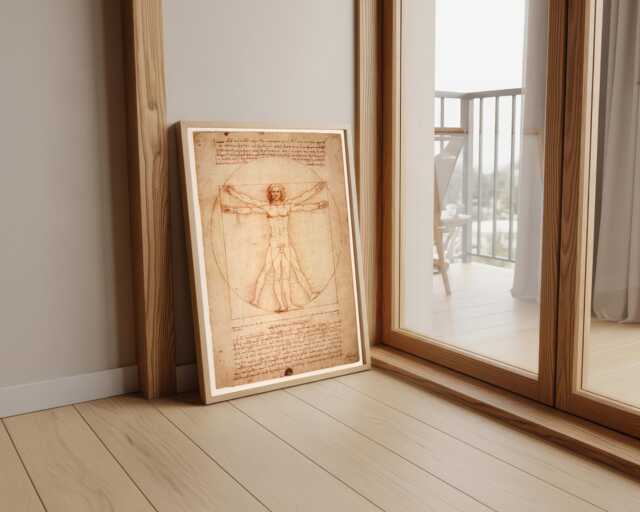 Vitruvian Man Drawing By Leonardo Da Vinci, Manuscript, Renaissance Print, Poster - image 1