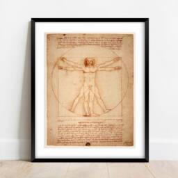 Vitruvian Man Drawing By Leonardo Da Vinci, Manuscript, Renaissance Print, Poster - thumbnail 2