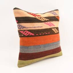 Handwoven Kilim Pillow Cover Ethnic Tribal Lumbar Sham - 16x16 - thumbnail 3