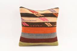 Handwoven Kilim Pillow Cover Ethnic Tribal Lumbar Sham - 16x16 - thumbnail 1