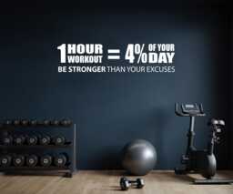 1 Hour Workout Equals 4 Percent Of You Day Wall Decal. Gym Wall Decal, Fitness Sticker, High School Sports Quote, Workout Quote 232 - thumbnail 1