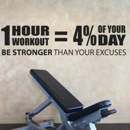 1 Hour Workout Equals 4 Percent Of You Day Wall Decal. Gym Wall Decal, Fitness Sticker, High School Sports Quote, Workout Quote 232 - thumbnail 3