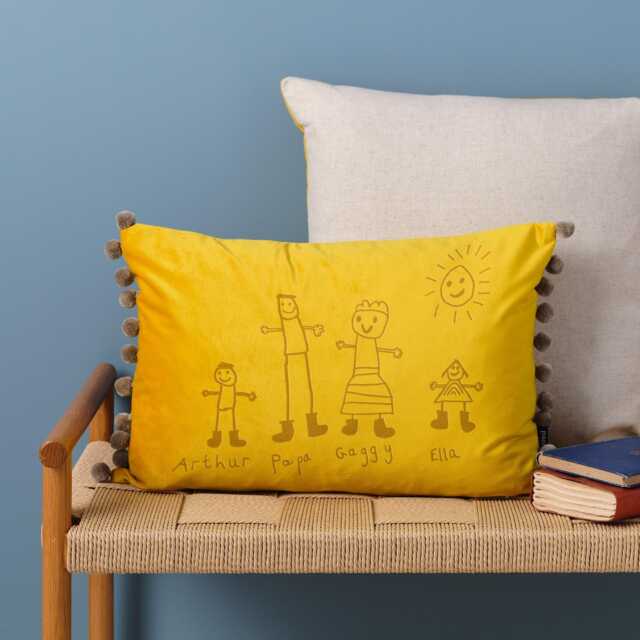 Child's Drawing Personalised Velvet Cushion. Turn Your Child's Artwork Into A Throw Pillow - image 1