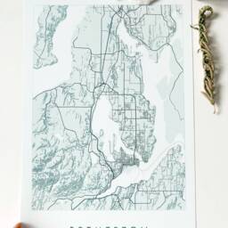 Bremerton Washington Kitsap Peninsula Map Drawing - Art Print Moving Realtor Graduation Wedding Gift Wall Bainbridge Hood Canal - thumbnail 2