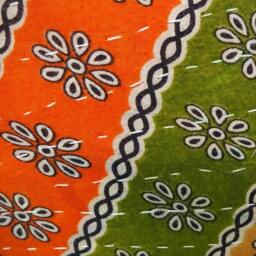 Handmade Kantha Quilt Bean Bag Chair Floral Embroidered Ottoman Pouf - thumbnail 4