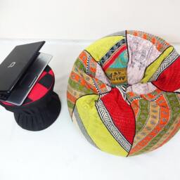 Handmade Kantha Quilt Bean Bag Chair Floral Embroidered Ottoman Pouf - thumbnail 2
