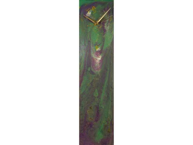 Modern Wall Clock Green Housewarming Gift Abstract Art, Unusual Home Decor Rectangular Clock, Unique Glass Art New - image 1