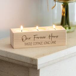 Personalised Wood Candle Holder New Home Gift - Lc899