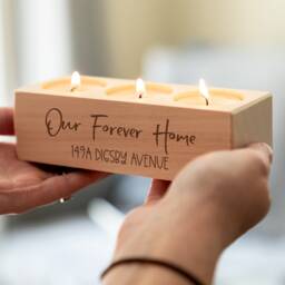 Personalised Wood Candle Holder New Home Gift - Lc899 - thumbnail 3