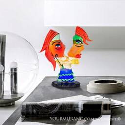 Murano Glass Picasso-style Sculpture Abstract Female Head Art - thumbnail 2