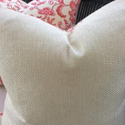 Scalamandre Pillow Cover in Chien Dragon in Persimmon - Linen, Coordinating Cream Woven Backing - thumbnail 3
