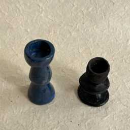 Pair Of Small Blue & Black Handmade Ceramic Candle Holders - thumbnail 4