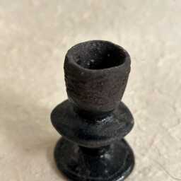 Pair Of Small Blue & Black Handmade Ceramic Candle Holders - thumbnail 3