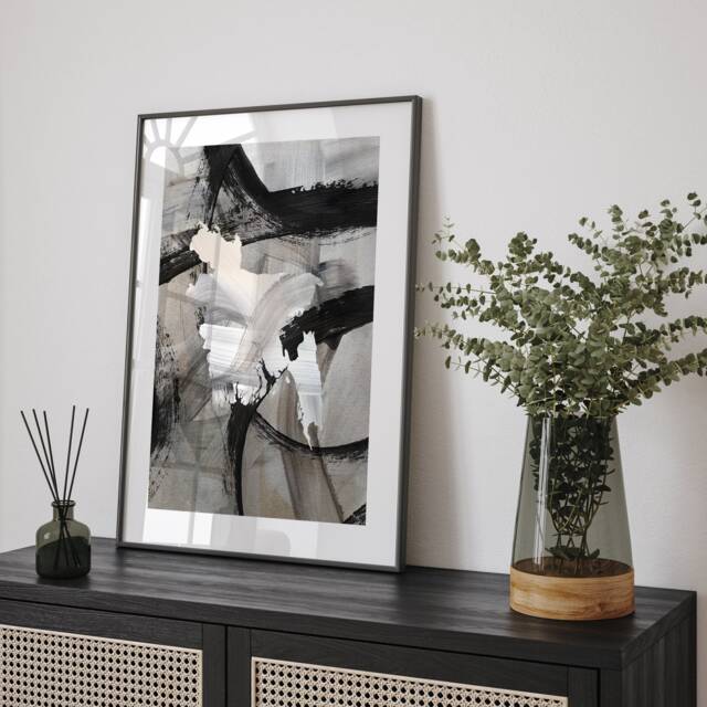 Bangladesh Map - Black & Grey Abstract Painting Of Wall Art Print Traval Poster - image 1