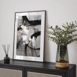 Bangladesh Map - Black & Grey Abstract Painting Of Wall Art Print Traval Poster - thumbnail 1