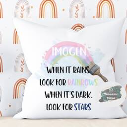 Personalised Pastel Rainbow Cushion, Positivity Motivational Kids Room Decor - thumbnail 1