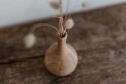 Hand Turned Oak Wood Vase Minimalist Scandinavian Decor - thumbnail 1