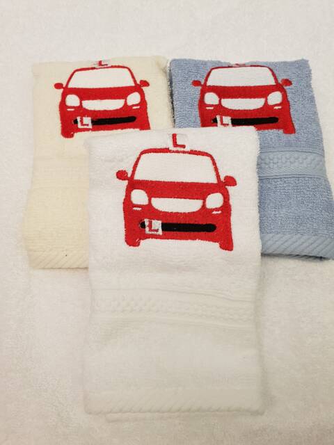 Personalised L Plate Car Christmas Gift Present Face Cloth Any Name Embroidered Flannel Driving Instructor Learner Driver Stocking Filler