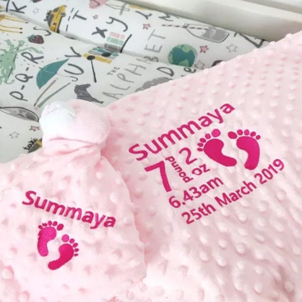Personalised Baby Blanket & Comforter - Name Embroidery Popcorn - image 1